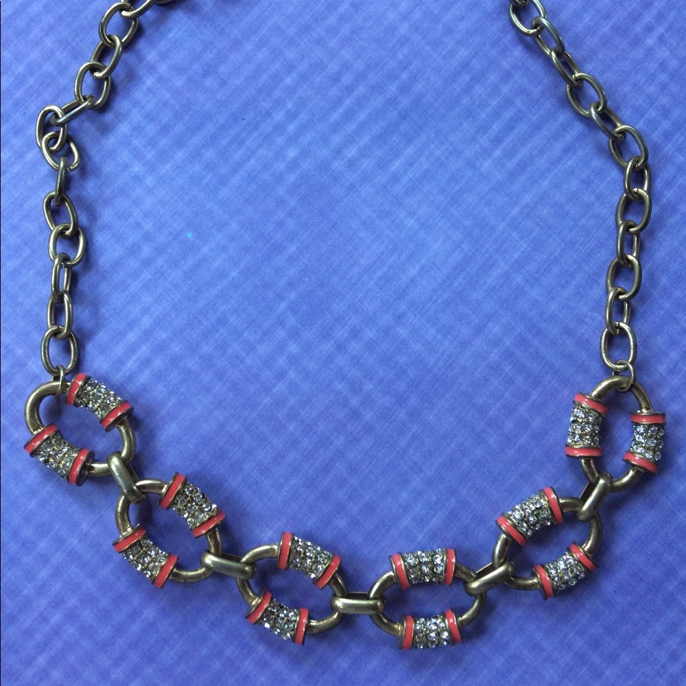 JCrew Statement Necklace in Coral and Gold Tone